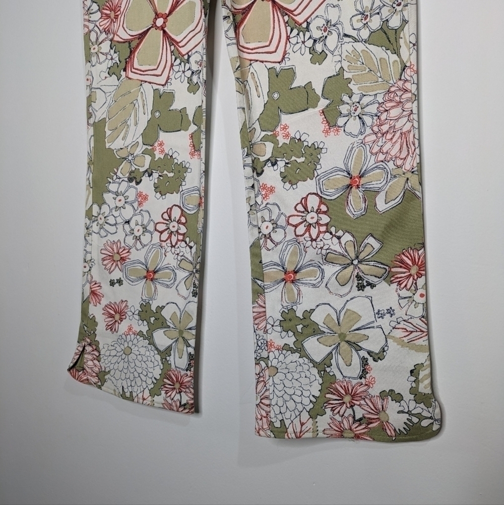 Esprit Floral Print Green and Pink Wide-Leg Pants - Picture 3 of 11